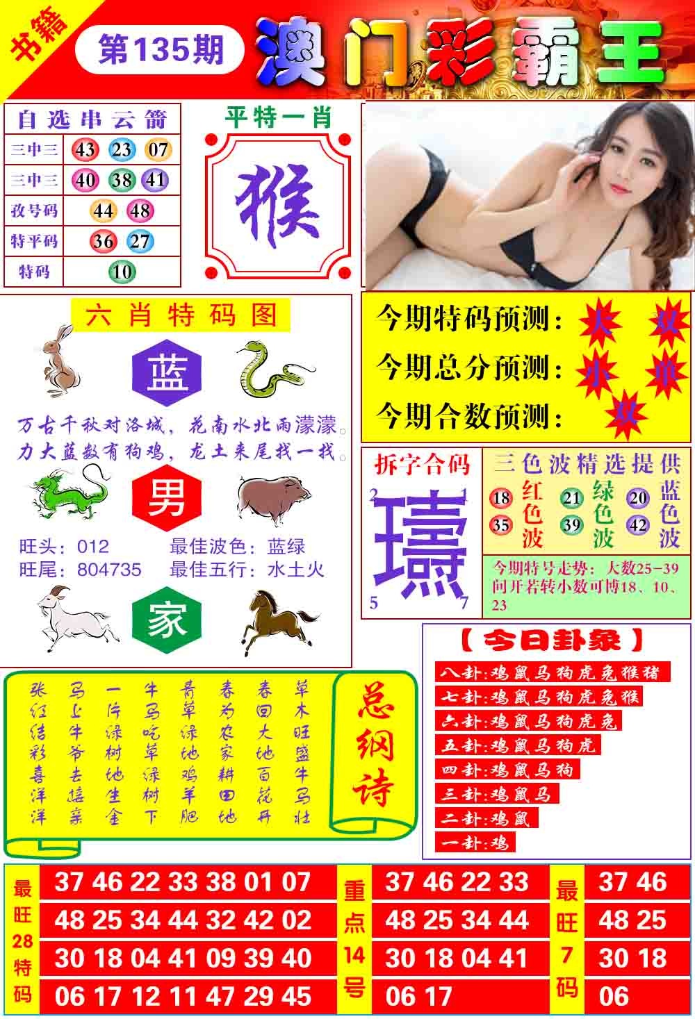 2026135期彩霸王六肖预测